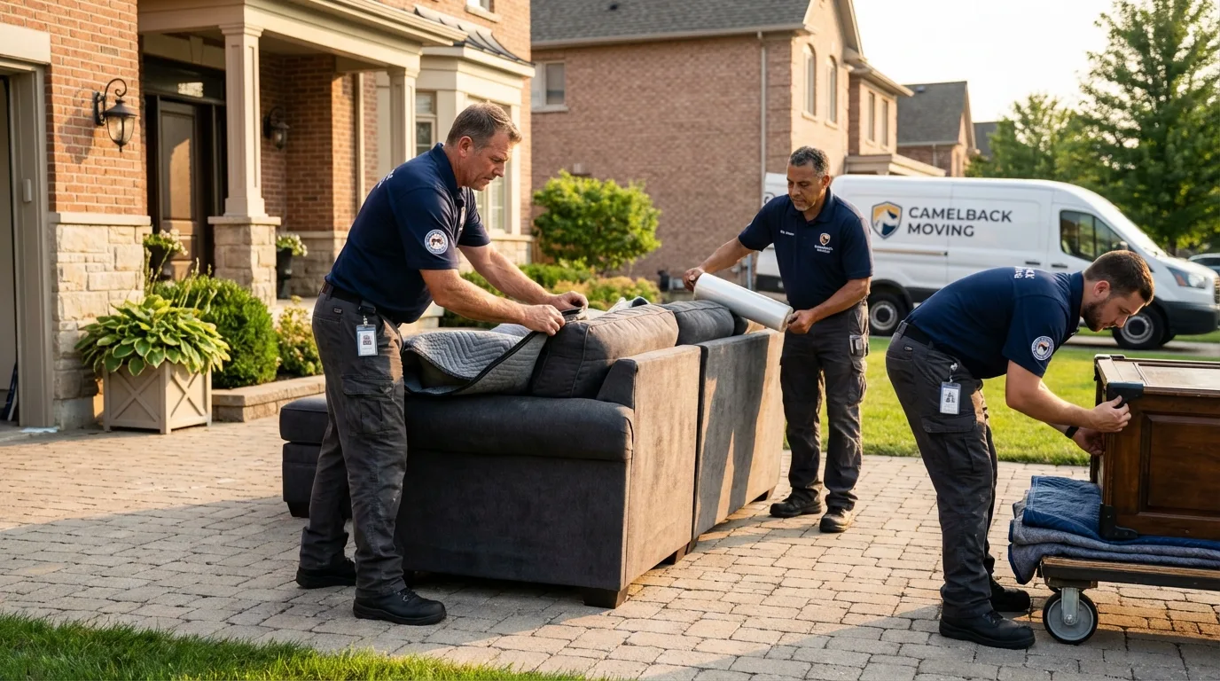 Large estate moving crew wrapping furniture in Westmoreland, KS